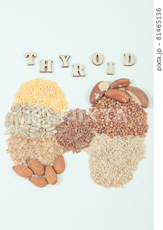 Thyroid shape made of natural ingredients. Best food for healthy thyroid 81465136