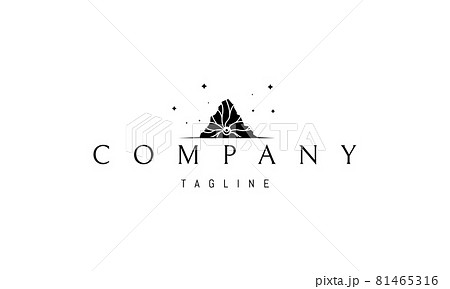 Vector logo on which an abstract image of a sacred mountain with a moon in the center emitting light. Vector logo on which an abstract image of a sacred mountain with a moon in the center emitting light. 81465316
