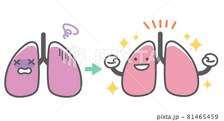 人間の肺の病気から回復するビフォーアフターのイラスト素材