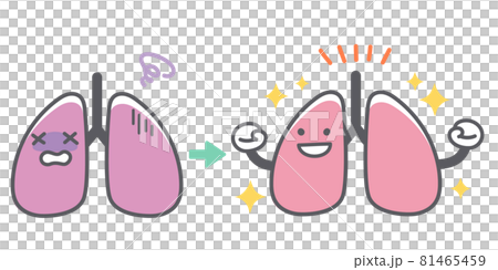 人間の肺の病気から回復するビフォーアフター 81465459