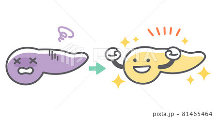 人間の膵臓の病気から回復するビフォーアフター 81465464