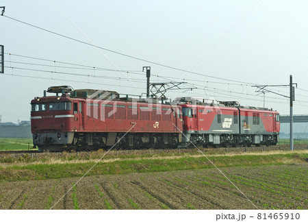 北陸本線　加賀笠間－美川　JR貨物　EF81-135（富山）＋EH500-27（仙台）　門司貸出し 81465910