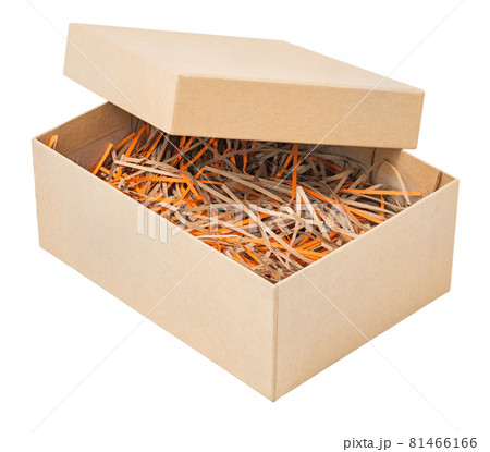 cardboard box with paper straw isolated on white 81466166