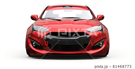 Red small sports car coupe on white background. 3d rendering. 81468773