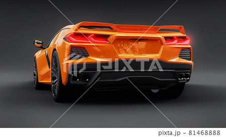 Super sports car on a black background.. 3d illustration. 81468888