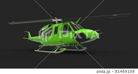 Green small military transport helicopter on black isolated background. The helicopter rescue service. Air taxi. Helicopter for police, fire, ambulance and rescue service. 3d illustration. Green small military transport helicopter on black isolated background. The helicopter rescue service. Air taxi. Helicopter for police, fire, ambulance and rescue service. 3d illustration. 81469108