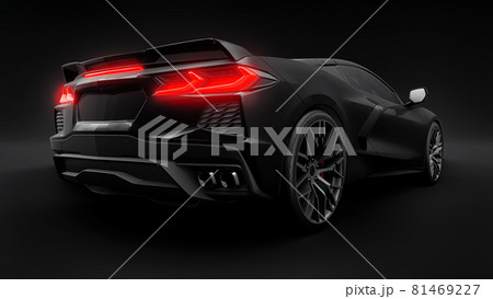 Super sports car on a black background.. 3d illustration. 81469227