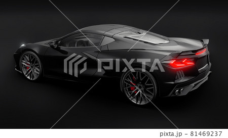 Super sports car on a black background.. 3d illustration. Super sports car on a black background.. 3d illustration. 81469237