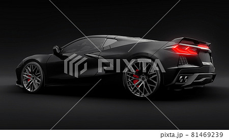 Super sports car on a black background.. 3d illustration. 81469239