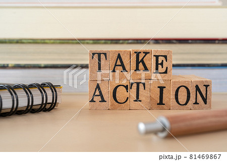 行動を起こす｜「TAKE ACTION」と書かれたスタンプ 81469867