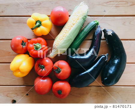 夏野菜 トマト 茄子 とうもろこし パプリカ 夏野菜 トマト 茄子 とうもろこし パプリカ 81470171