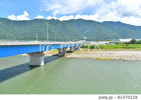 古舟橋／千曲川付近より太郎山方面より望む(長野県上田市)【2021.8】 81470229