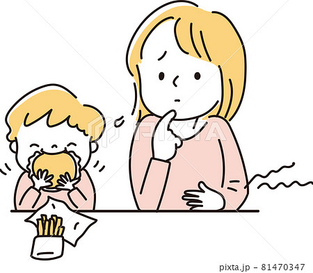 子供だけ夕飯を食べて母親は食べずに我慢 81470347