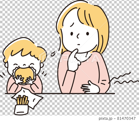 子供だけ夕飯を食べて母親は食べずに我慢 81470347