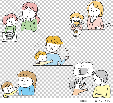 仕事が無くなって困る母子素材セット 81470349