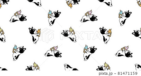 Dog Seamless Pattern French Bulldog Ice Cream のイラスト素材