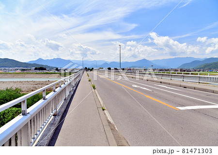 古舟橋/千曲川より中之条方面を望む(長野県上田市)【2021.8】 古舟橋/千曲川より中之条方面を望む(長野県上田市)【2021.8】 81471303