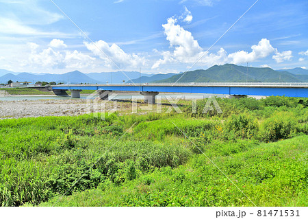 古舟橋／千曲川付近より中之条、城山方面を望む(長野県上田市)【2021.8】 81471531