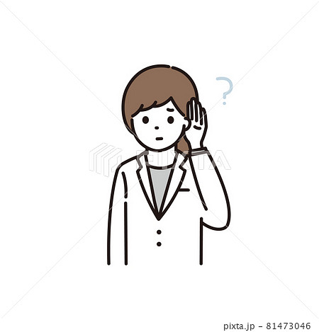 難聴で耳が聞こえづらい女性薬剤師のイラスト 難聴で耳が聞こえづらい女性薬剤師のイラスト 81473046