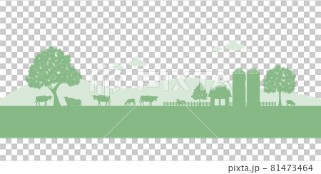 牧場風景　シルエット 81473464