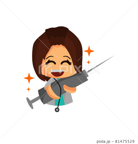 Doctor character Hug syringe Let.s Vaccine Corona virus 2019 Medicine worker 81475529