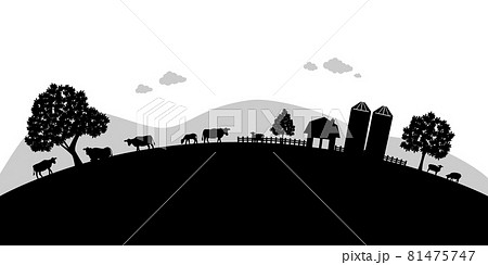 牧場風景　シルエット 81475747