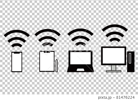 デジタルデバイスのwifiの接続イメージイラスト デジタルデバイスのwifiの接続イメージイラスト 81476224