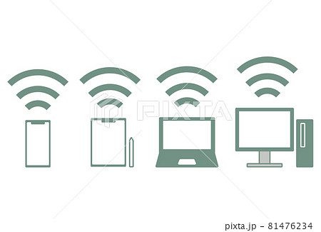 デジタルデバイスのwifiの接続イメージイラストのイラスト素材