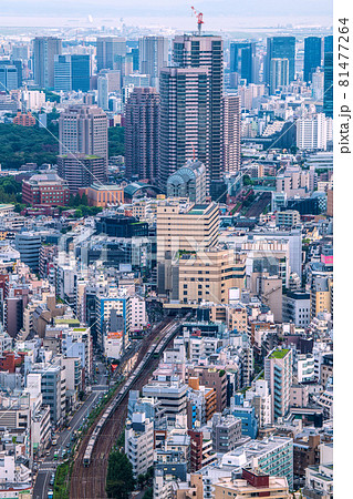日本の東京都市景観 恵比寿ガーデンプレイスタワーや恵比寿駅、電車などを望む 日本の東京都市景観 恵比寿ガーデンプレイスタワーや恵比寿駅、電車などを望む 81477264
