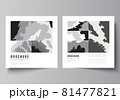 Vector layout of two square format covers design templates for brochure, flyer, magazine, cover design, book design, brochure cover. Landscape background decoration, halftone pattern grunge texture. 81477821