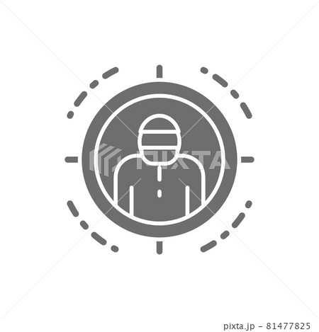 Criminal in sniper scope, target for shooting grey icon. 81477825