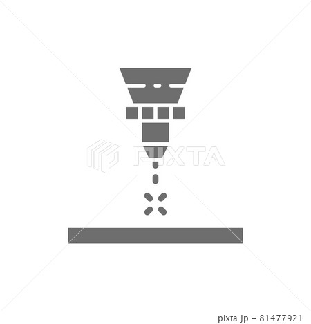 Laser cutting machine, laser engraving grey icon. Laser cutting machine, laser engraving grey icon. 81477921
