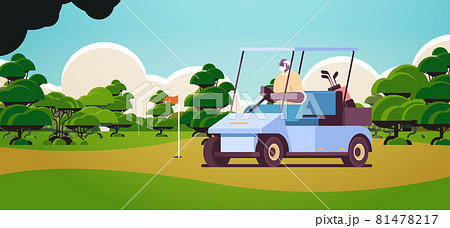 Senior African American Man Driving Buggy On のイラスト素材