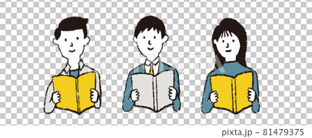 男人和女人閱讀用蠟筆繪製的觸摸書 81479375