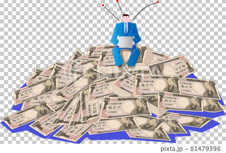 埋在網上生意賺來的一大筆錢的商人 埋在網上生意賺來的一大筆錢的商人 81479398