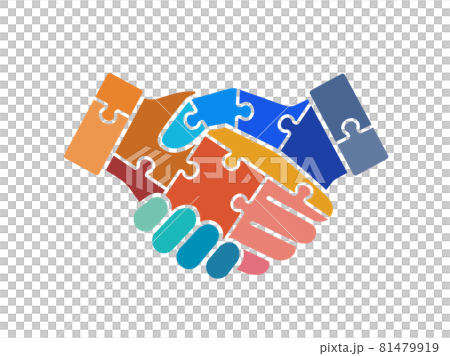 パズルの握手アイコンのイラスト素材