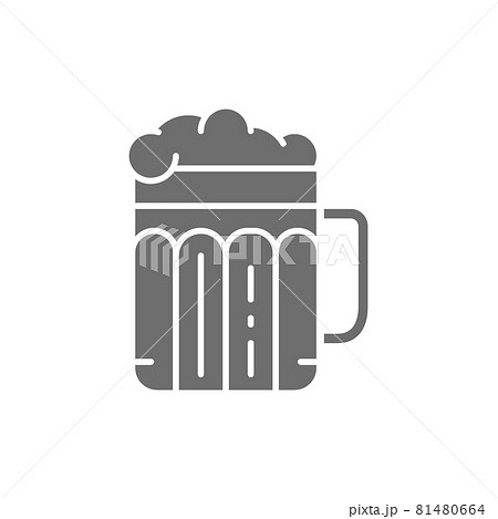 Pint of beer, alcohol, glass with drink grey icon. Pint of beer, alcohol, glass with drink grey icon. 81480664