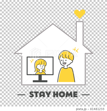 在Stay Home進行視頻聊天的男女 81481233