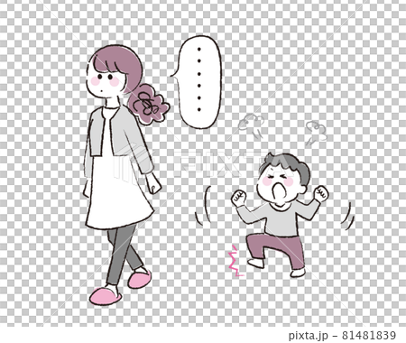 踩在地上的男孩和不對付的媽媽 踩在地上的男孩和不對付的媽媽 81481839