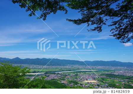 徳島県吉野川市　チェリーロードから善入寺島・阿波市方面を望む 81482659
