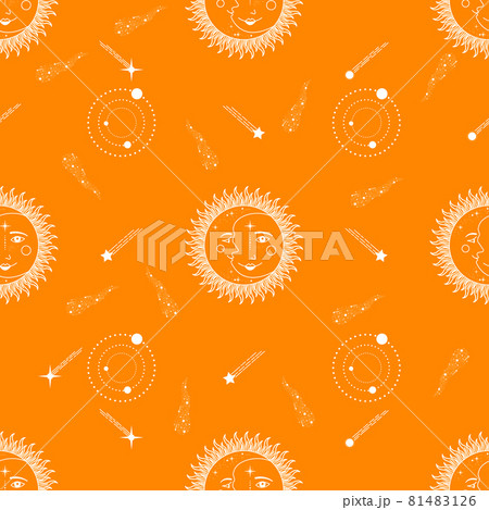 Moon, Sun and Stars. Seamless background.  81483126