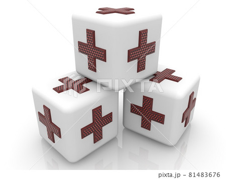 White cubes with abstract crosses on a white background 81483676