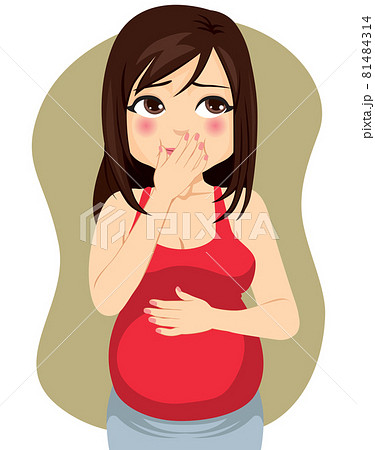 Young pregnant woman suffering heartburn acid reflux Young pregnant woman suffering heartburn acid reflux 81484314