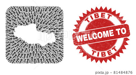 Welcome Rubber Stamp and Tibet Map Navigation Stencil Mosaic Welcome Rubber Stamp and Tibet Map Navigation Stencil Mosaic 81484876