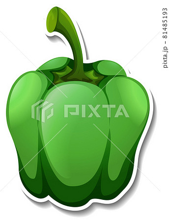 Green capsicum sticker on white background Green capsicum sticker on white background 81485193