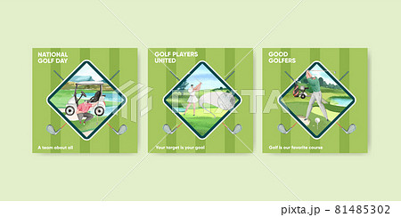 Banner template with golf lover concept,watercolor style Banner template with golf lover concept,watercolor style 81485302