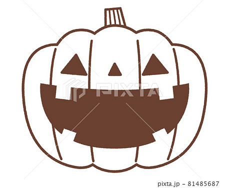 口を大きく開けたジャックオランタン モノクロのイラスト素材