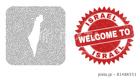 Welcome Watermark Stamp Seal and Israel Map Pointing Subtracted Mosaic Welcome Watermark Stamp Seal and Israel Map Pointing Subtracted Mosaic 81486551