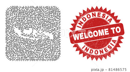 Welcome Watermark Stamp Seal and Indonesia Map Moving Inverted Mosaic Welcome Watermark Stamp Seal and Indonesia Map Moving Inverted Mosaic 81486575