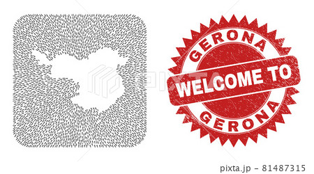 Welcome Grunge Seal and Gerona Province Map Arrow Hole Mosaic 81487315